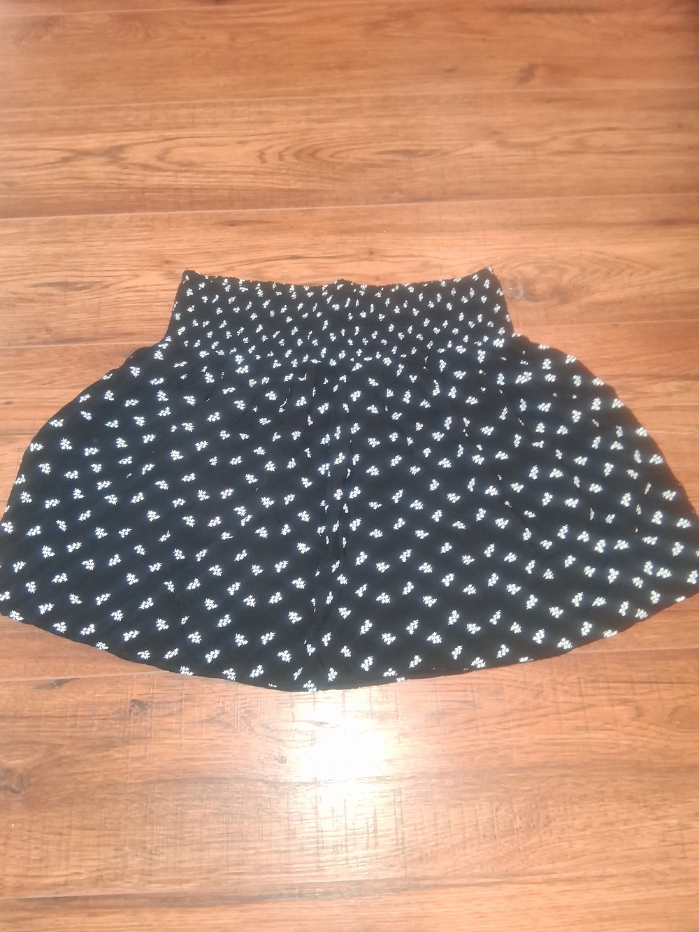 Mossimo Supply Co. Black Mini Skirt with White Floral Motif